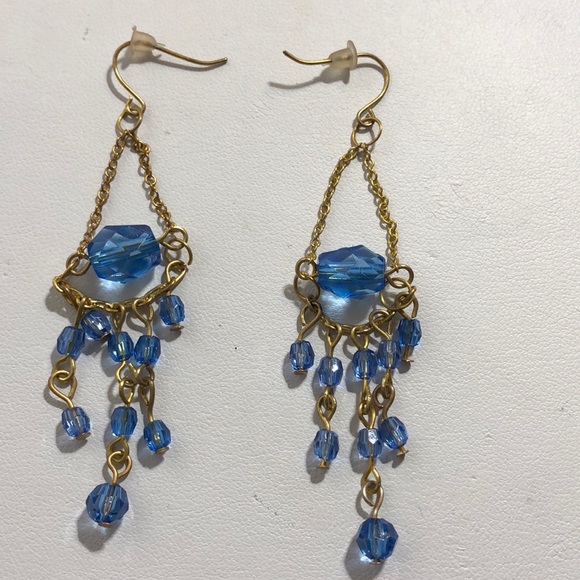 Jewelry - Blue Dangling Chandelier Bead Earrings